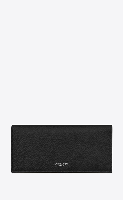 Large thin wallet in grain de poudre embossed leather